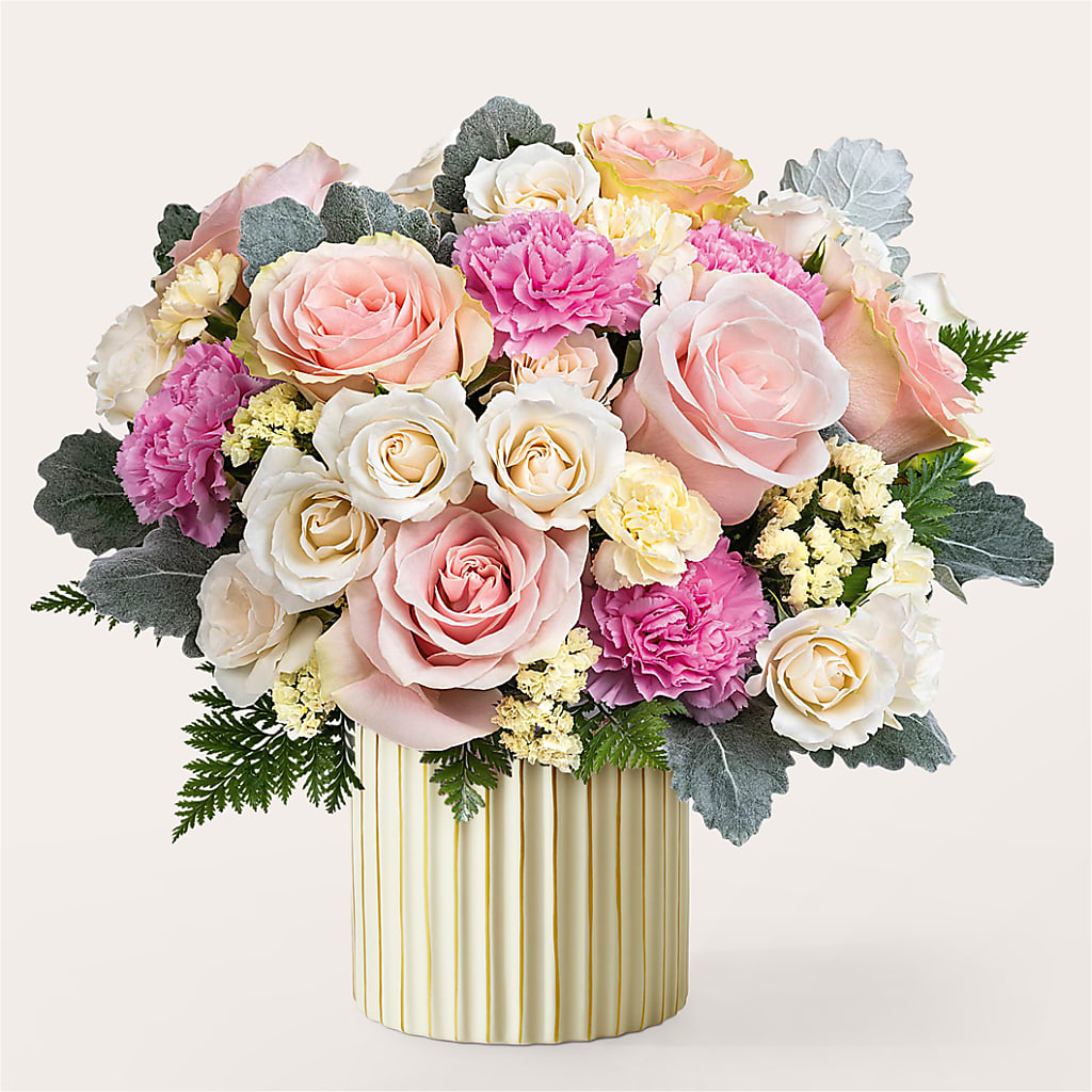 Blissful Moments Bouquet with Ivory Vase – Leekers Floral, Park City KS