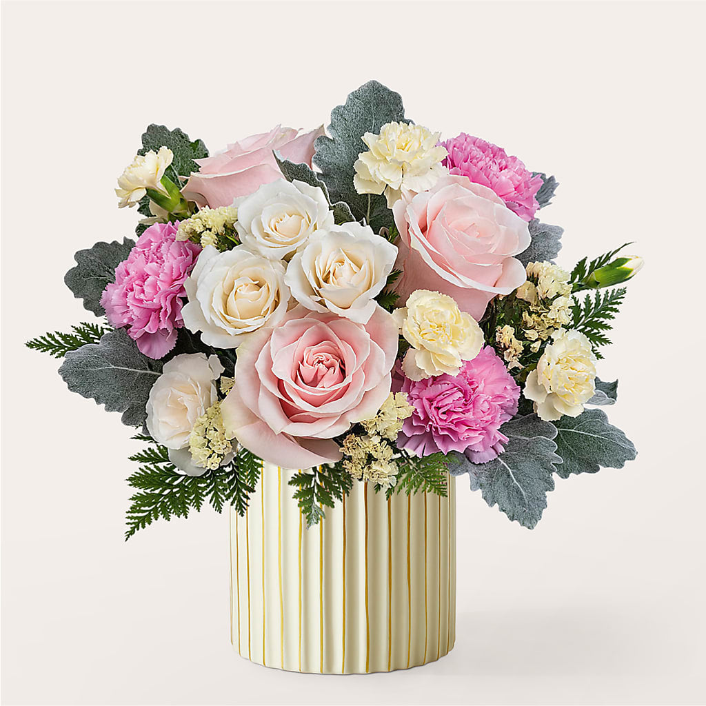 Blissful Moments Bouquet with Ivory Vase – Leekers Floral, Park City KS