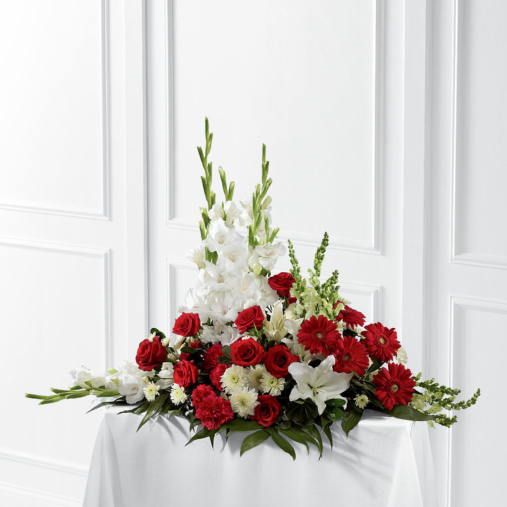 Crimson & White Arrangement – Leekers Floral, Park City KS