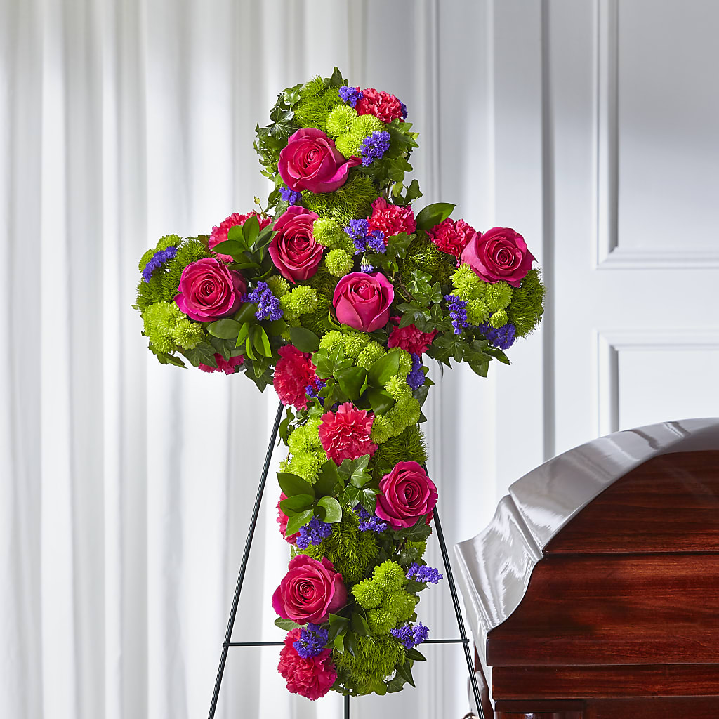 Tribute Rose Floral Cross – Leekers Floral, Park City KS