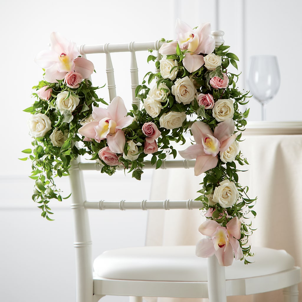Orchid Rose Chair Décor – Leekers Floral, Park City KS