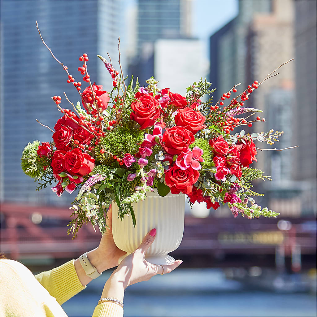Big Red Bow Bouquet –  Leekers Floral, Park City KS