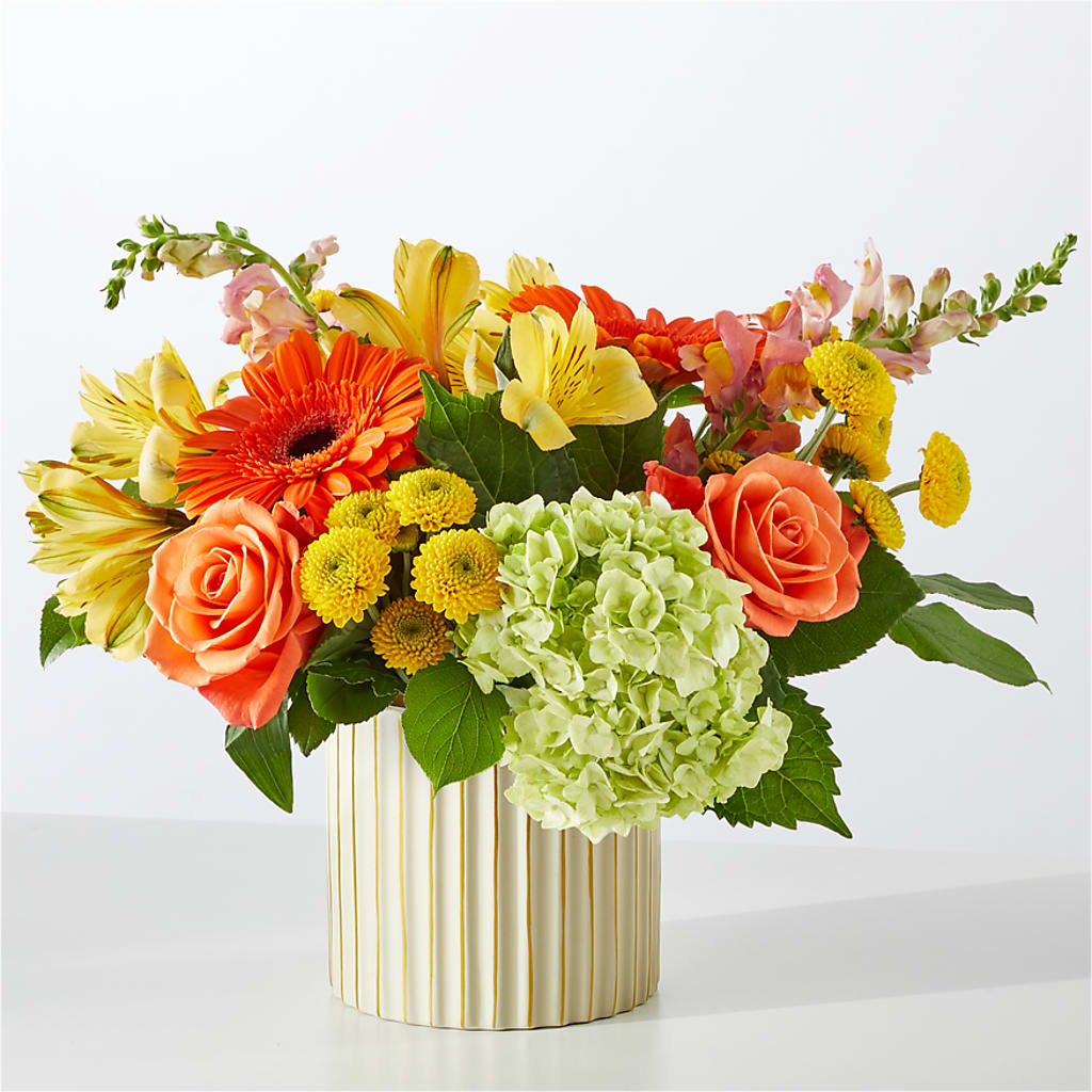 Autumn Sunshine Bouquet with Ivory Vase –  Leekers Floral, Park City KS
