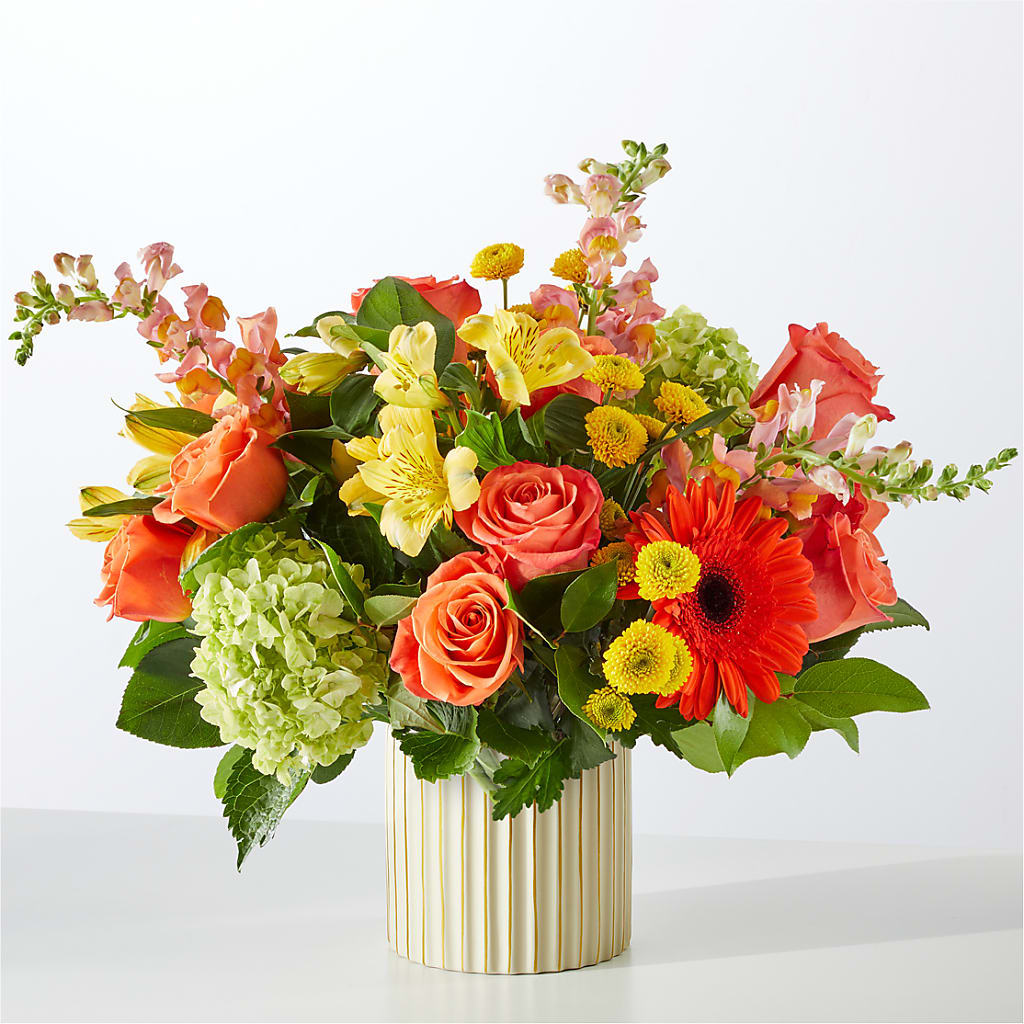Autumn Sunshine Bouquet with Ivory Vase –  Leekers Floral, Park City KS