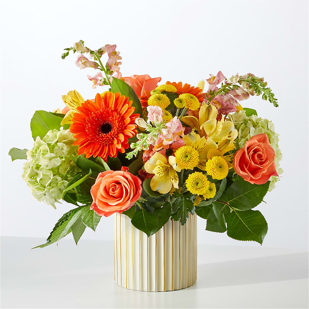 Autumn Sunshine Bouquet with Ivory Vase –  Leekers Floral, Park City KS