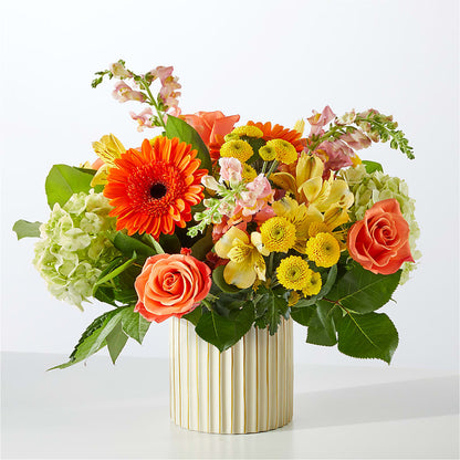 Autumn Sunshine Bouquet with Ivory Vase –  Leekers Floral, Park City KS