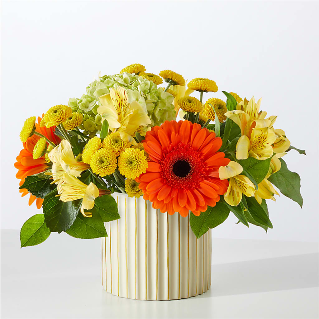Autumn Sunshine Bouquet with Ivory Vase –  Leekers Floral, Park City KS