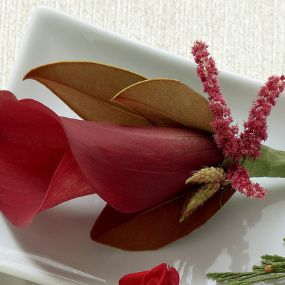 Red Calla Boutonniere –  Leekers Floral, Park City KS