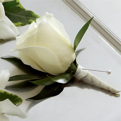 White Rose Boutonniere –  Leekers Floral, Park City KS